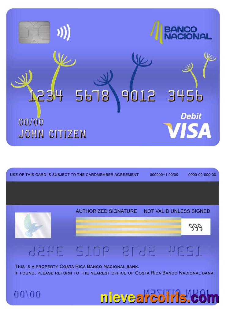 Costa Rica Banco Nacional bank visa debit card